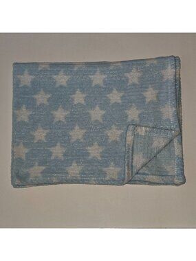 Nuby Blue White Stars Ribbed Fleece Baby Blanket 26" x 35"